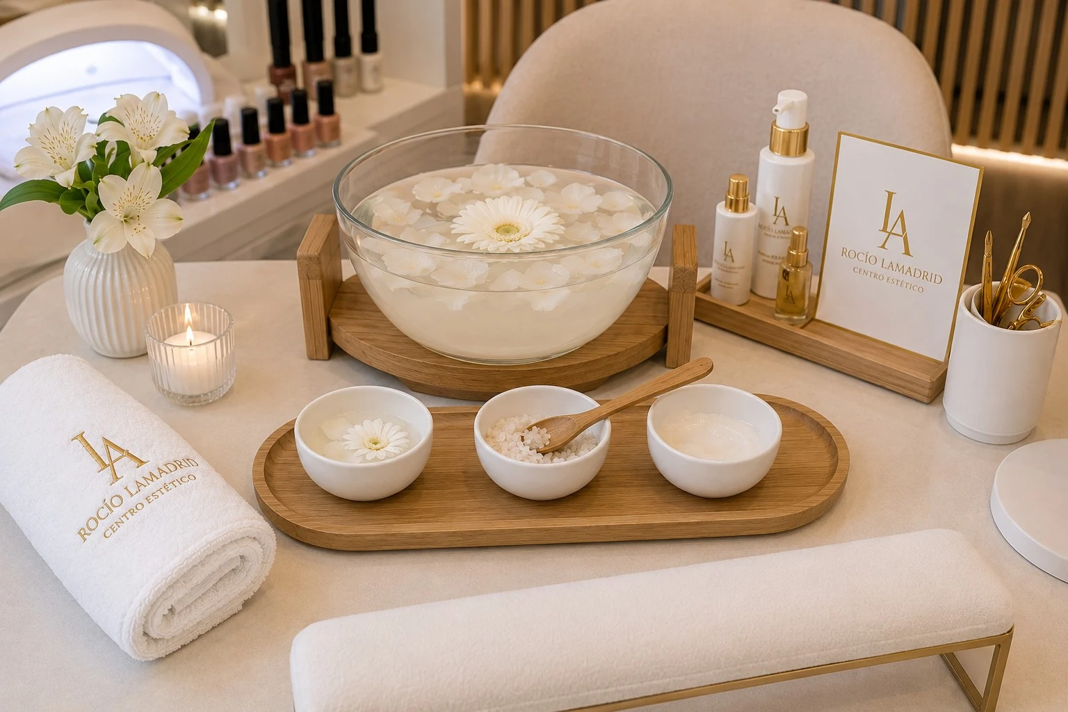 Productos y elementos preparados para el ritual de belleza
