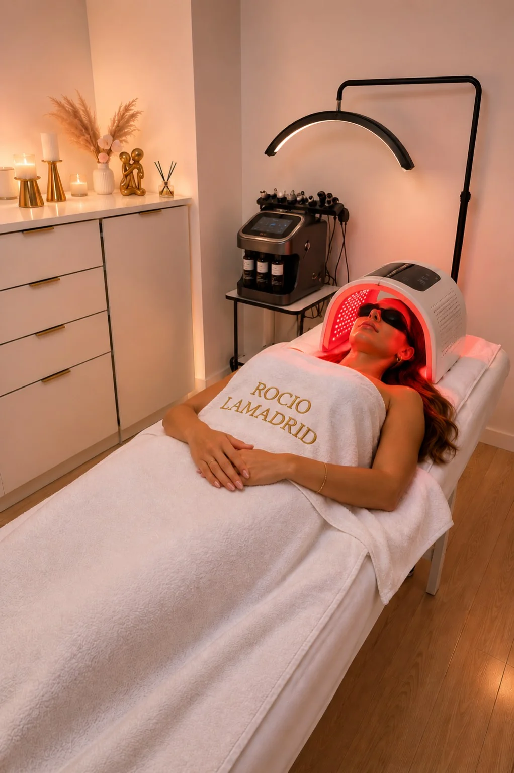 Tratamiento de fototerapia LED en el centro estético
